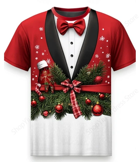 New fashion Christmas 3d Print Tshirt Men Women Fashion T-shirt Kids Hip Hop Tops Tees Santa Claus T shirt Red
