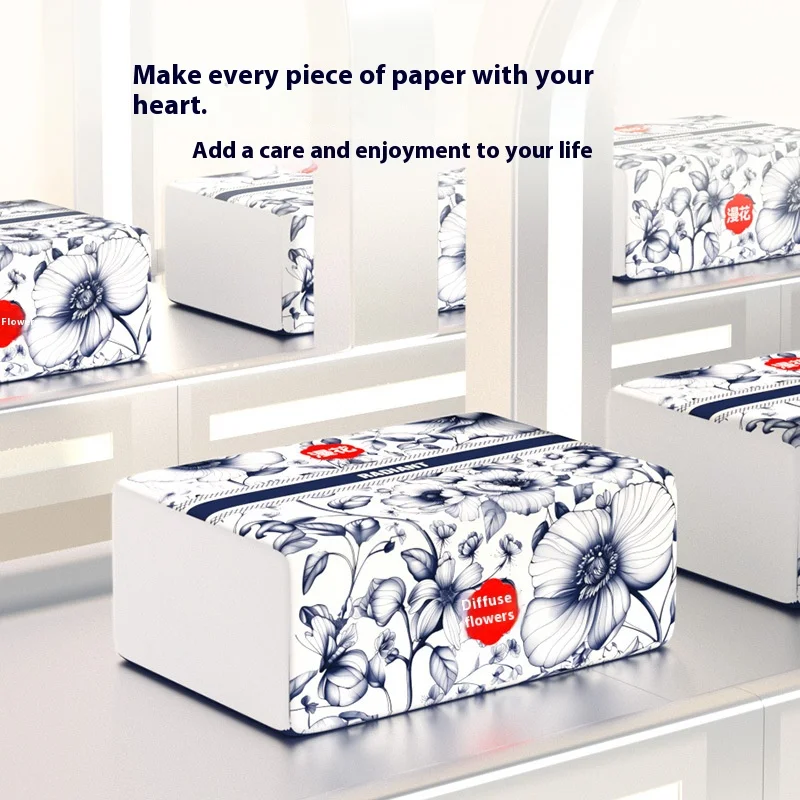 8 عبوات من ورق الدرج المنزلي الموسع والسميك 400 مناديل على الطراز الصيني عبوة كبيرة من ورق التواليت مناديل الوجه