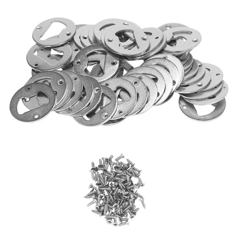 

A74U 80Pcs Bottle Opener Part With Screws, Round Beer Opener, Insert Beer Bottle Opener For Bar, Restaurant And Family