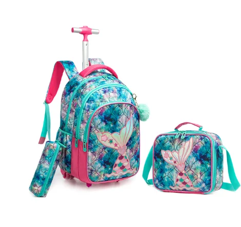 Ensemble de Bagages à Roulettes pour Garçon et Fille, Sac à Dos d'École à Roulettes, 18 Pouces, 3 en 1