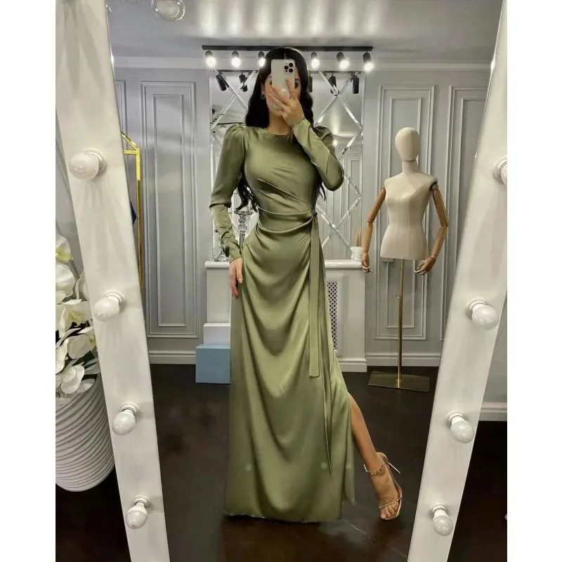 Elegant Women Corset Party Dress Female Sexy Fashion Satin Long Sleeve Lace Up Graduation Evening Long Dress Robe Prom Gown