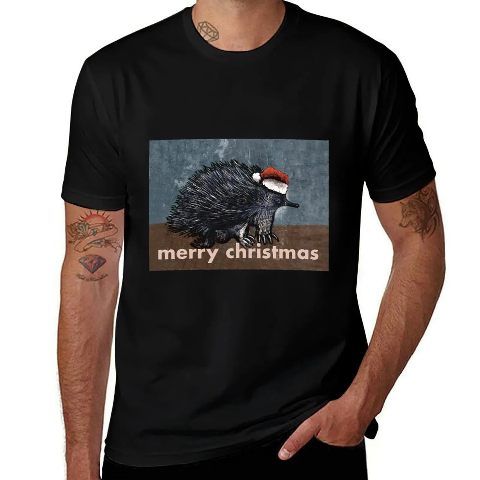 

Echidna Christmas card T-Shirt shirts graphic tee football t shirt Luxury man designer t shirt men