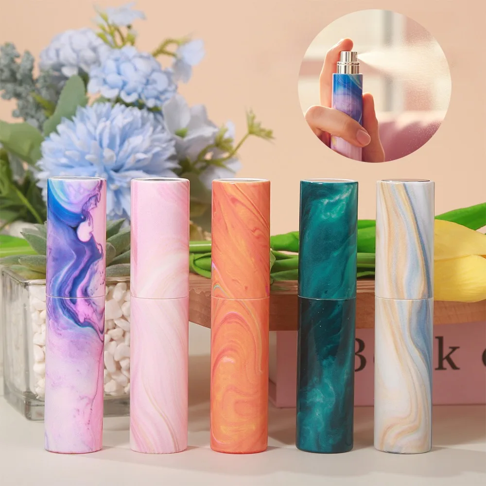 Nuevo Atomizador de Perfume Recargable de 10 ml con Patrón de Mármol, Rotatorio, Portátil, con Pulverizador de Niebla Fina, Envase Vacío para Viajes, Herramienta Cosmética, Contenedor para Cuidado Bucal