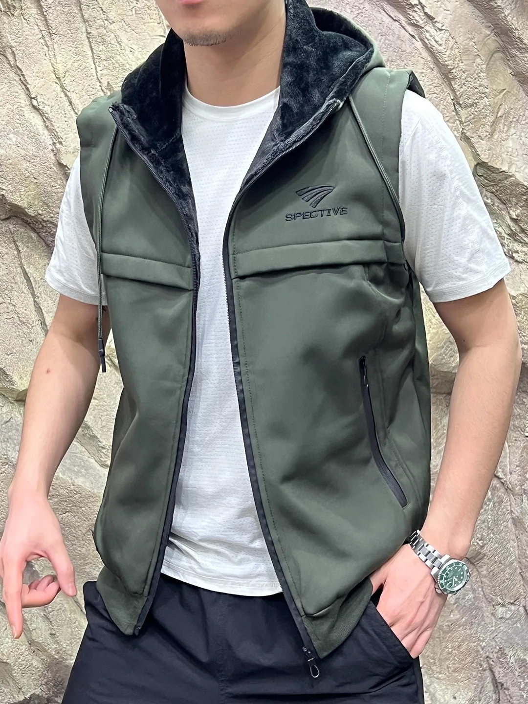 

Мужской жилет с капюшоном Thiened Fce на подкладке Jaet, осень-зима, повседневный, теплый, приятный для кожи, модный цвет на молнии