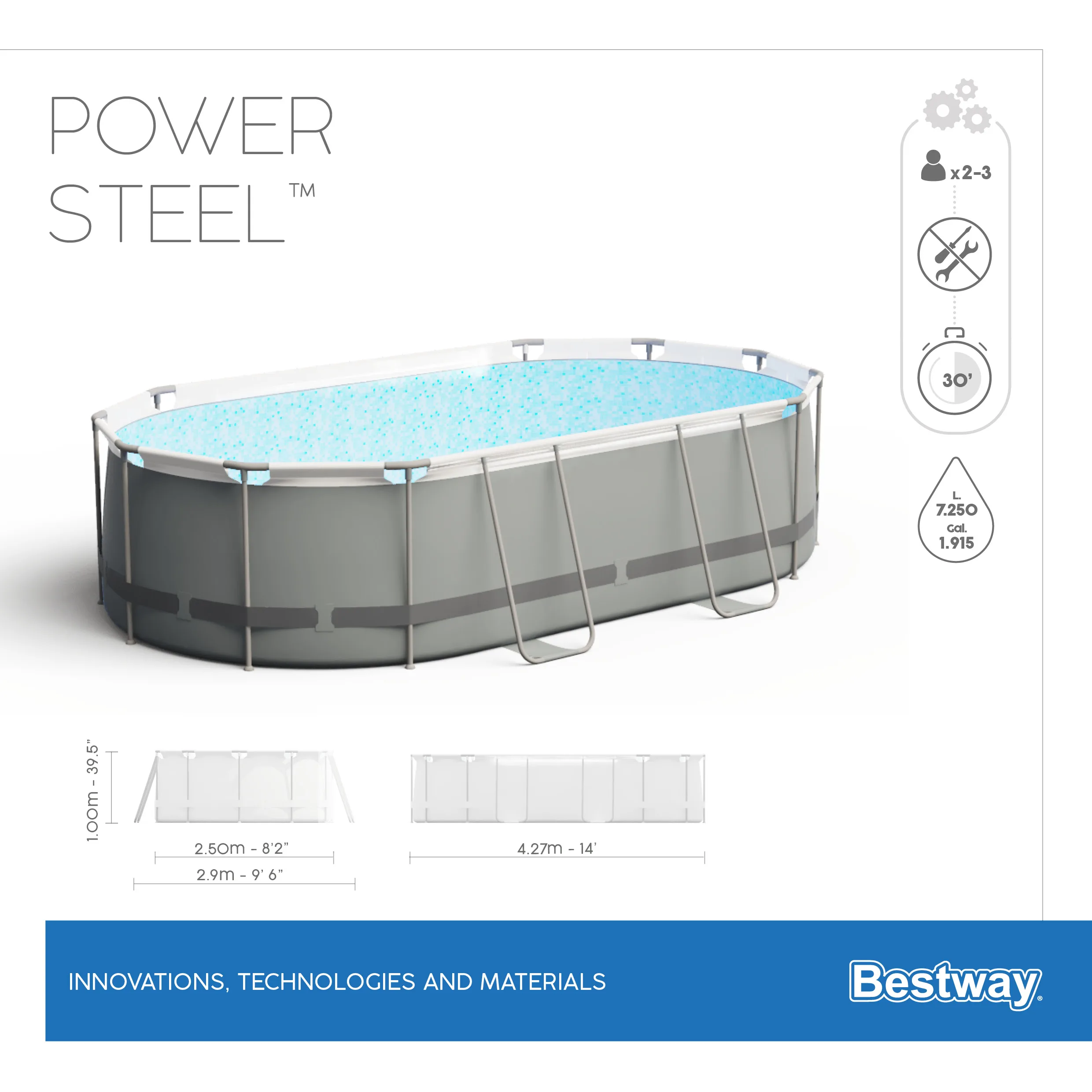 56620 Swimming Outdoor Pool With Metal Support Havuz Multi-player Pool Water Park For Child And Adult