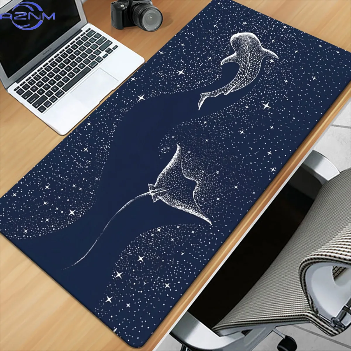 Starry Sky Whale Art Mouse Pad Waterproof Non‑Slip Deep Blue Galaxy Ocean Print Mousepad for Gaming Office Desktop