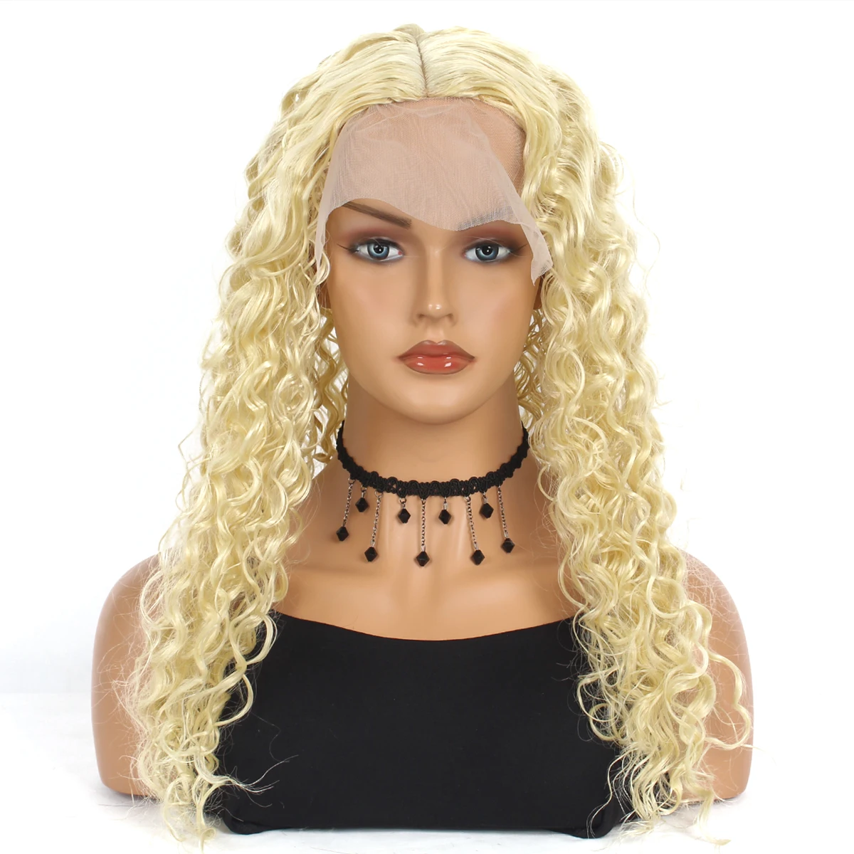 

22 Inch Golden Curly Wig For Women Heat Resistant Synthetic, Perfect For Daily Wear Halloween Parties