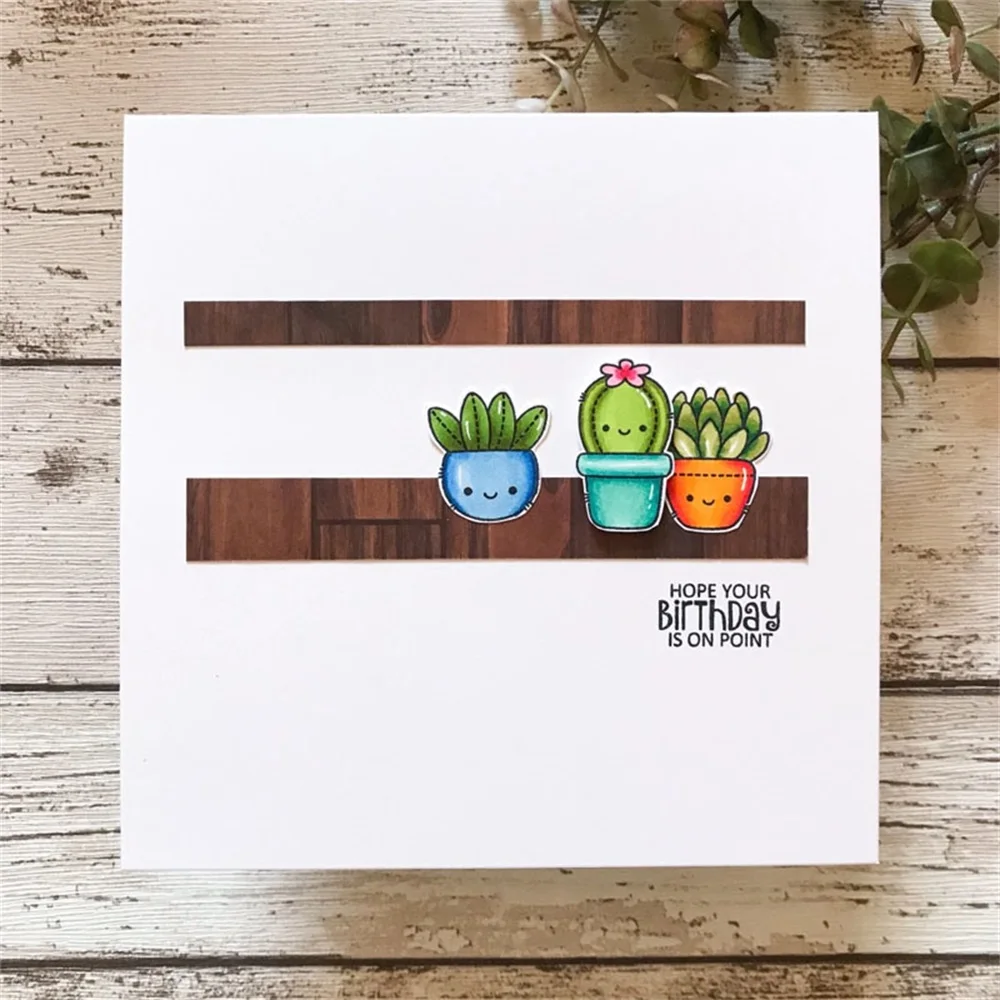 Little Animals Clear Stamps and Cutting Dies Cactus Sentiments Metal Die Cuts Knife Mold For DIY Scrapbooking Album Card Making