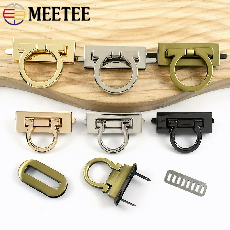 

2/5Pcs Meetee Colored Metal Lock Buckle Bag Purse Twist Turn Closure Women's Wallet Snap Hook Hardware Accessories for Handbags