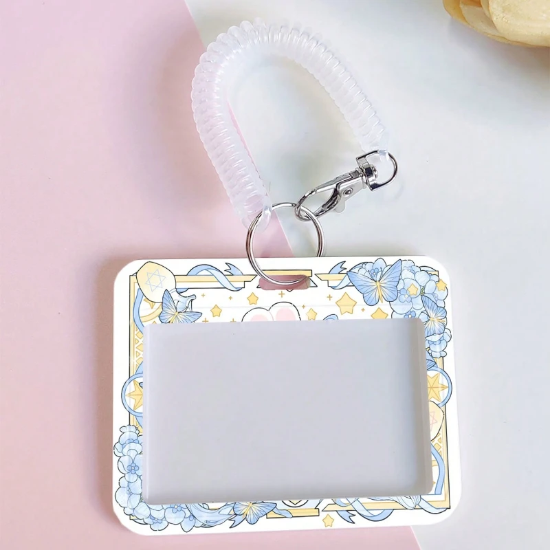 Creative Design Card Holder with Stretchy Spring Rope for Kpop Idol Card Collect Organizer Stationery Credential Badge Holder