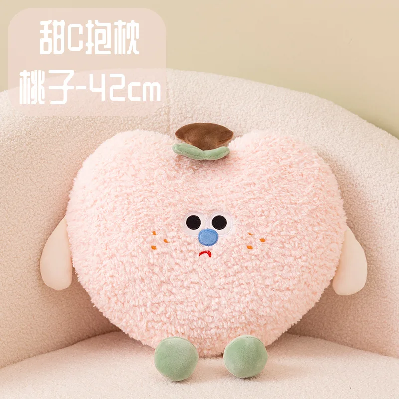 Almohada de felpa de melocotón para niña, cojín suave de pera, regalo para sofá, cojín kawaii para oficina