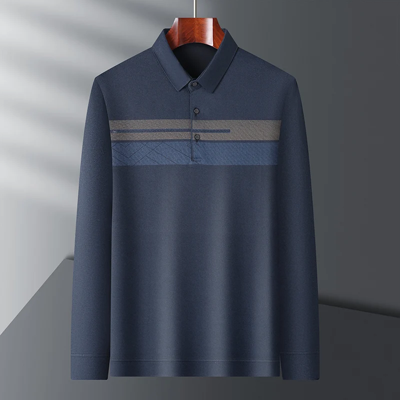 

Свободная длинная футболка для мужчин среднего возраста, весна-осень, тонкая, повседневная, эластичная, для пап...