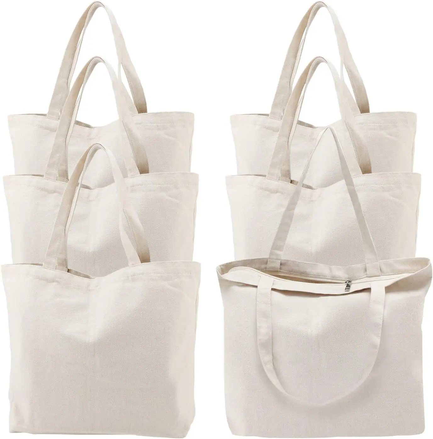 JACBB001 Heavy Canvas Tote Bag - with Pocket for Women Large Size 14''×16''×3.5'' Cloth Cotton Bags for Shopping