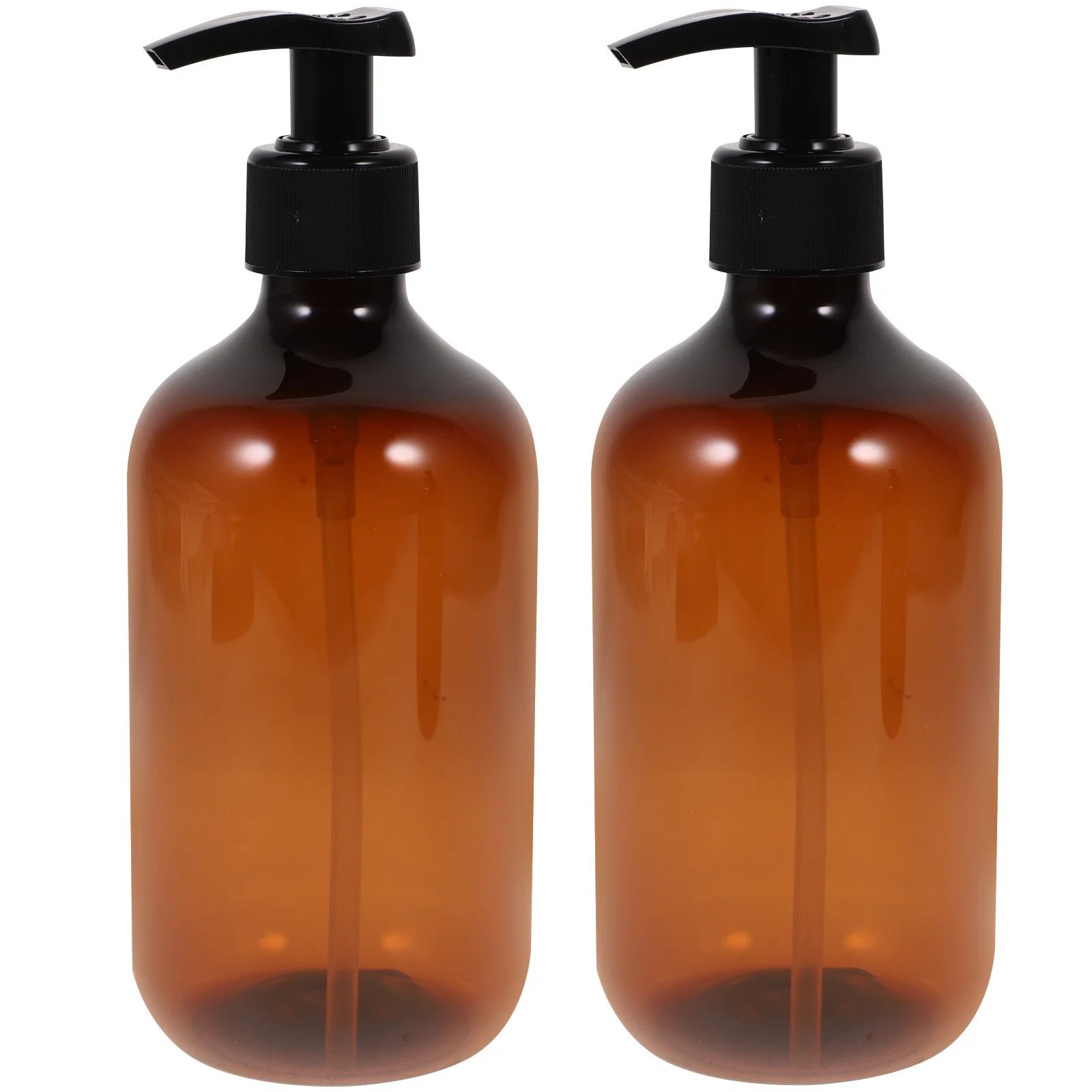 

2 Pcs Travel Containers for Liquids Shampoo Dispenser Flat Shoulders Brown Bottle with Pump