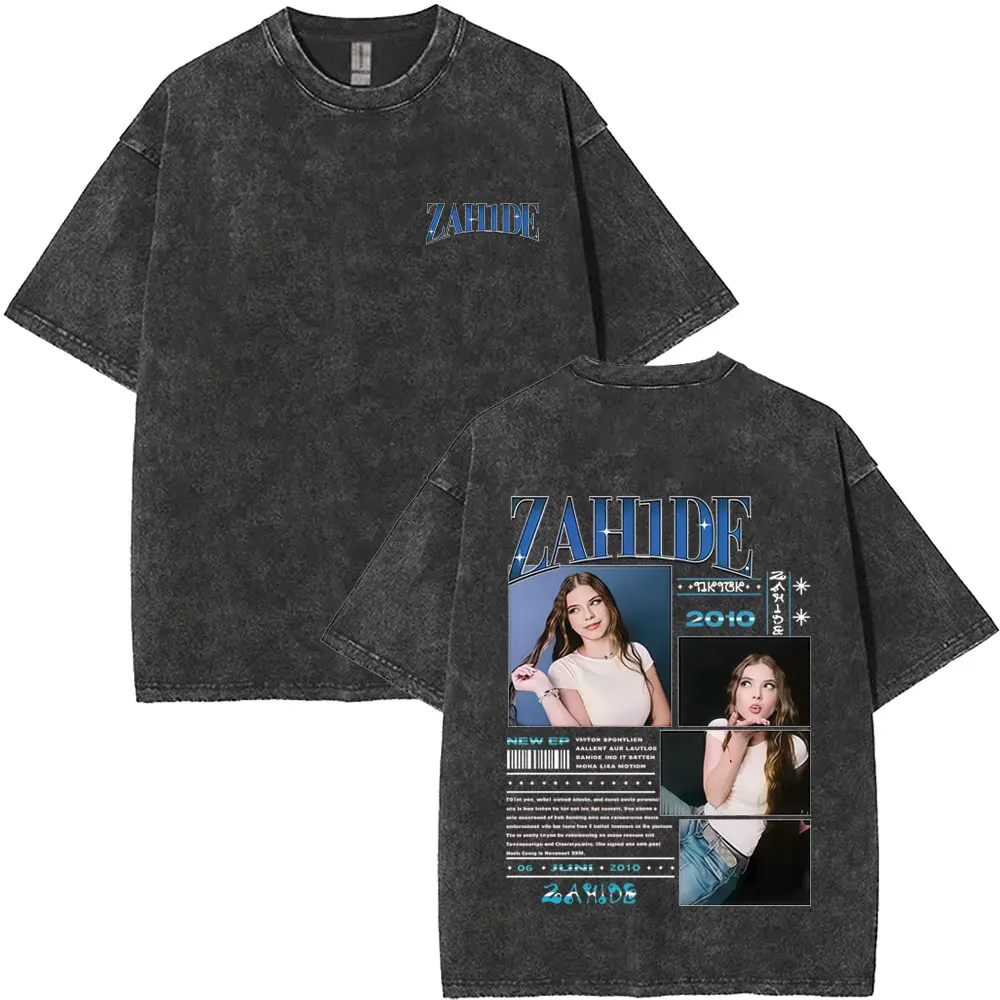 Washed Vintage Singer Zahide Jesus Funny Graphic T Shirt Men Women Fashion Casual Cotton T-shirts Y2k Merch Tee Shirt Streetwear