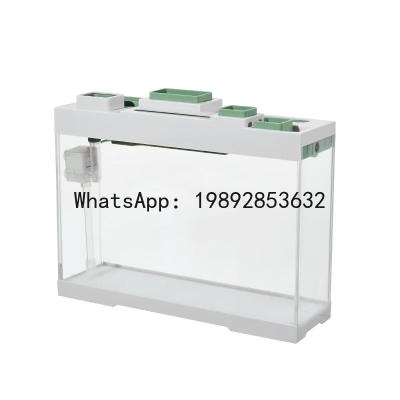 

PYJ Office Desktop Fish Tank Small Filtered with Light Integrated Silent Yak Flat Aquarium --2 pcs