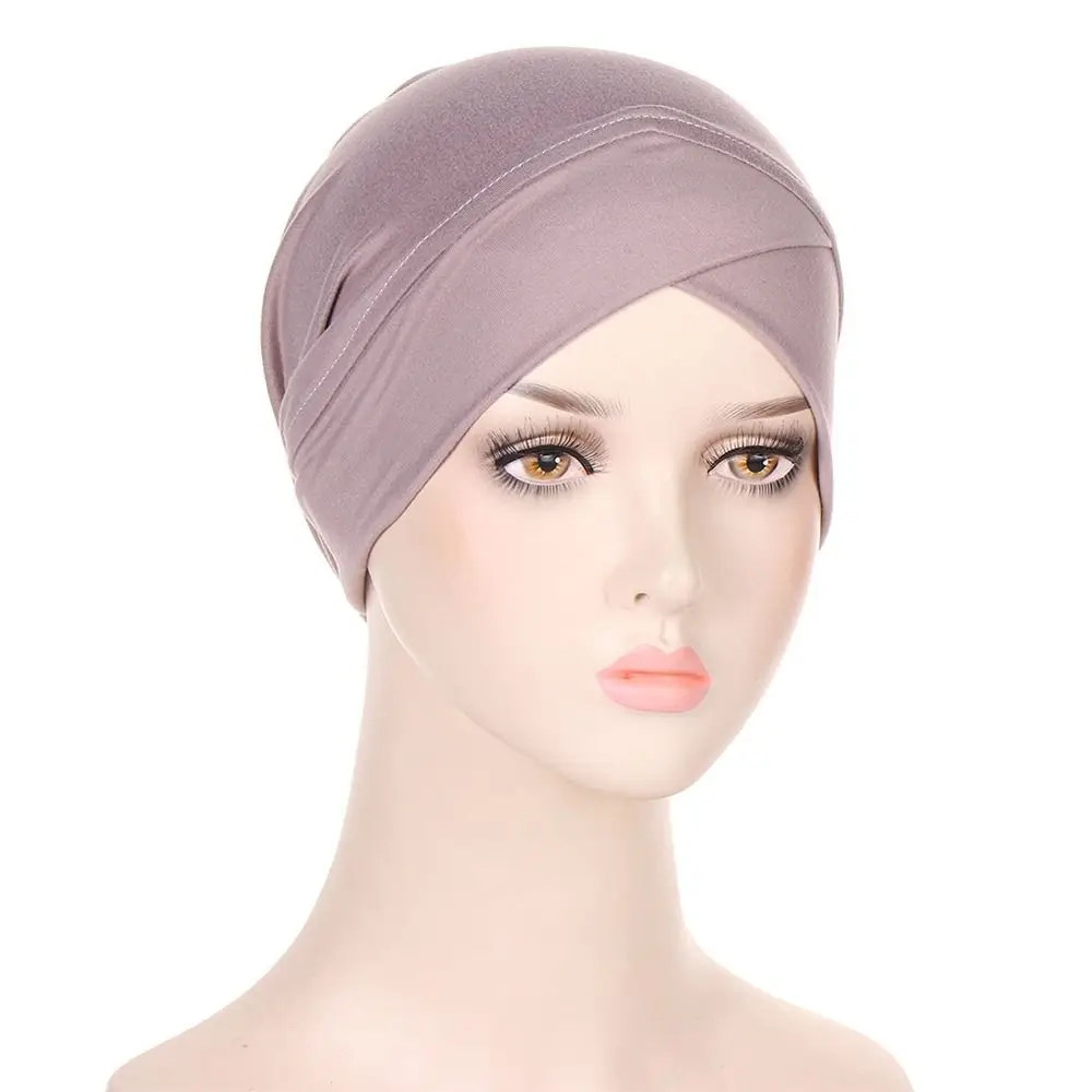 Women Turban Beanies Hats Muslim Pleated Indian Inner Hijabs Sleep Skullies Cap Solid Color Head Wrap Bandana Headwear Boonet