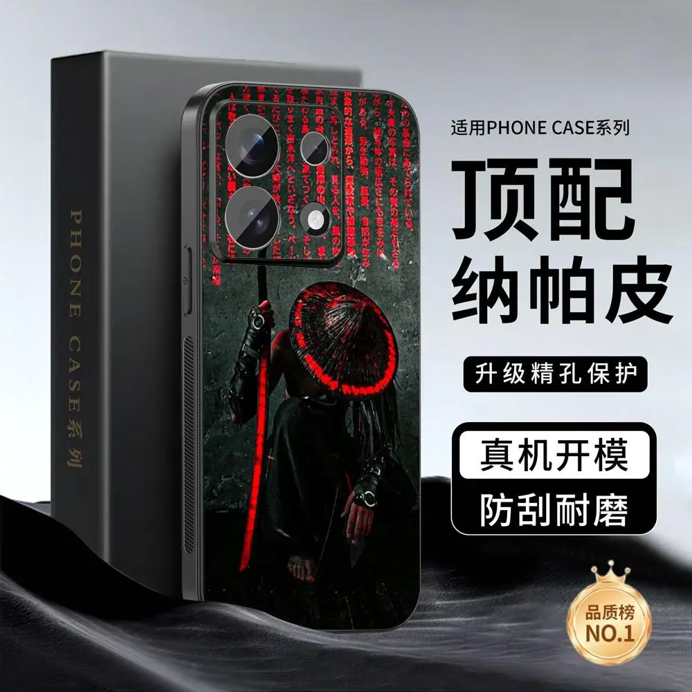 Funda de teléfono japonesa Bushido Samurai Ghost, funda negra suave para teléfono Redmi Note15 11 12 13 14Pro Plus S 5G 14C A3