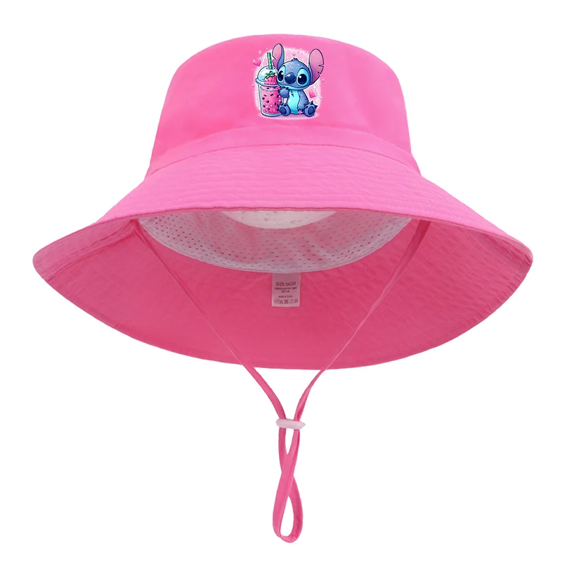 

Lilo Stitch Panama Summer Baby Girls Hat Beach Sun Travel Boys Fisherman Cap Outdoor Bucket Hats Cotton Anti UV Baby Hats