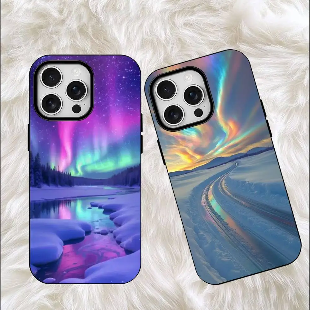 

Colorful aurora Silicone Soft Case For iPhone 17,16,15,14,13,12,11 Pro Max For Magnetic Shell Frosted Cover