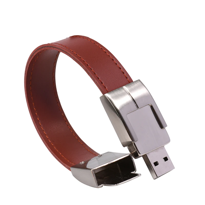 JASTER USB 플래시 드라이브 64gb 가죽 금속 열쇠 고리 Pendrive creativo 32gb 16gb 8gb 4gb usb2.0 손목 밴드