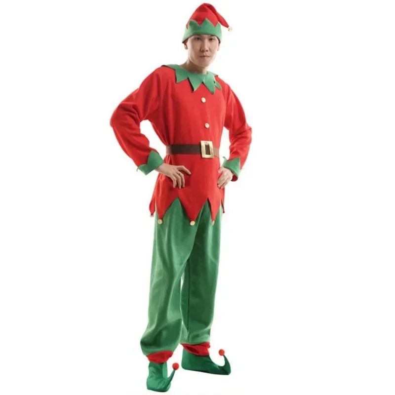 Elf Santa Claus Cosplay Costume Boys Girl Adult Kids Dance Christmas New Year Halloween Carnival Party Suit For F MN12