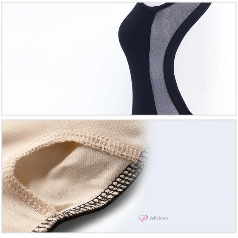 Leotardos de baile de Ballet para mujer, traje de baile de gimnasia, Sexy, malla negra, espalda abierta, cuello alto