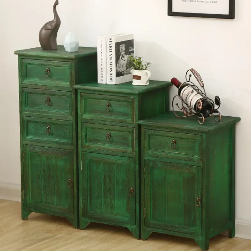 European Style Simple Modern Bedside Cabinet Pink Girl Heart Nightstand Bedroom Solid Wood Locker Living Room Furniture Cabinet