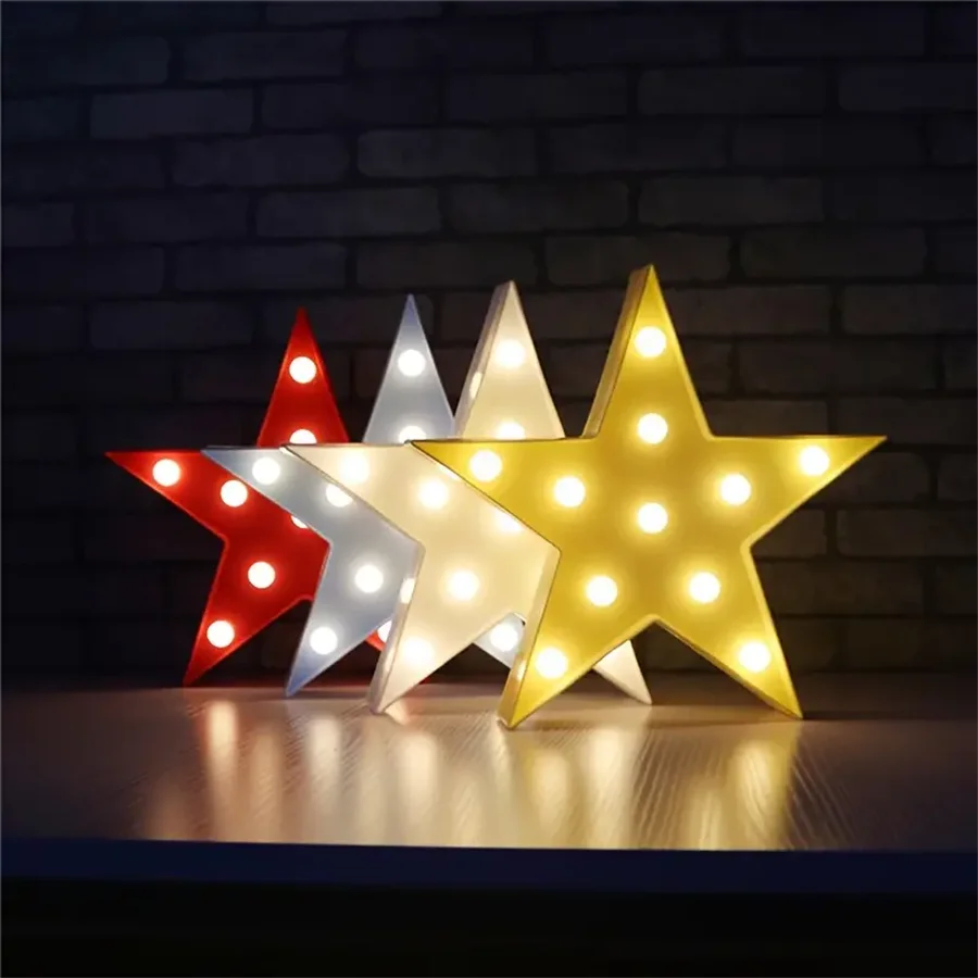 LED Pentagram Decorative Lights Battery Power Star Decor Neon Light For Girls Bedroom Wall Decoration Stage Atmosphere Lamp