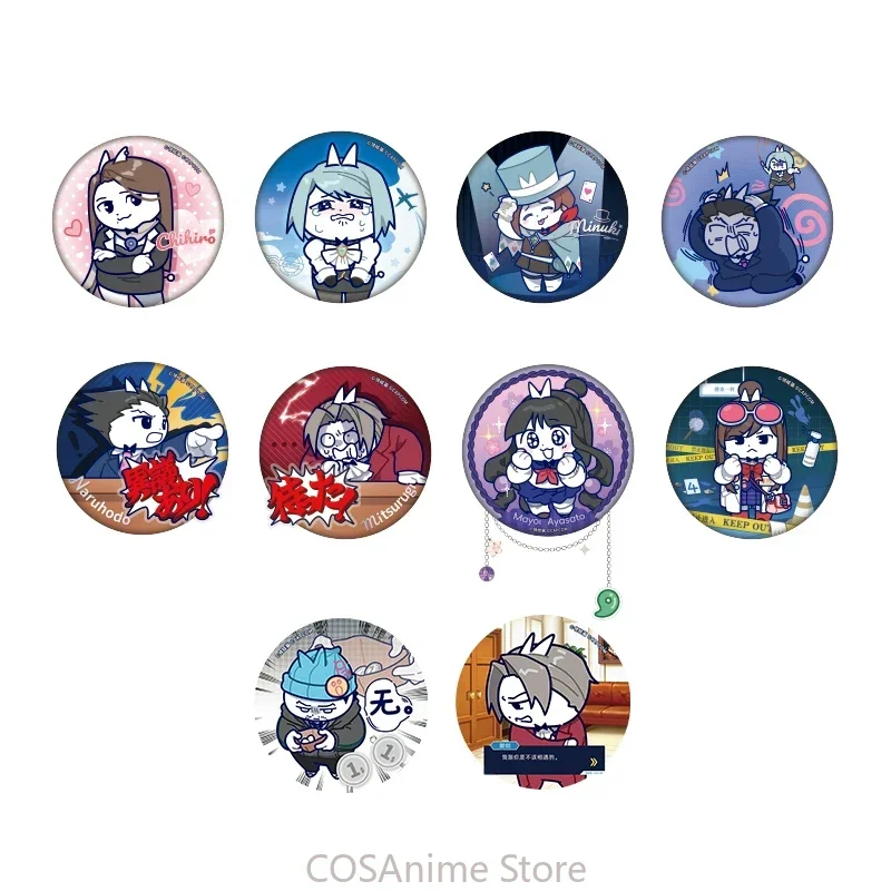 Véritable broche d'insigne officielle Ace Attorney × Tie Cat Series Phoenix Wright Minuki Naruhodou Miles Edgeworth boîte aveugle en fer blanc