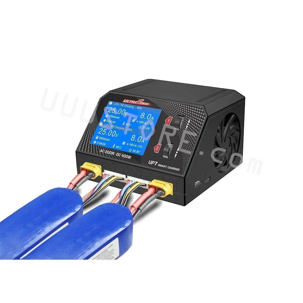 UltraPower UP7 AC200W DC400W 10A x 2 Dual Channel Balance Charger Discharger for 1~6S Lipo LiHV Lilon LiFe RC Models Battery