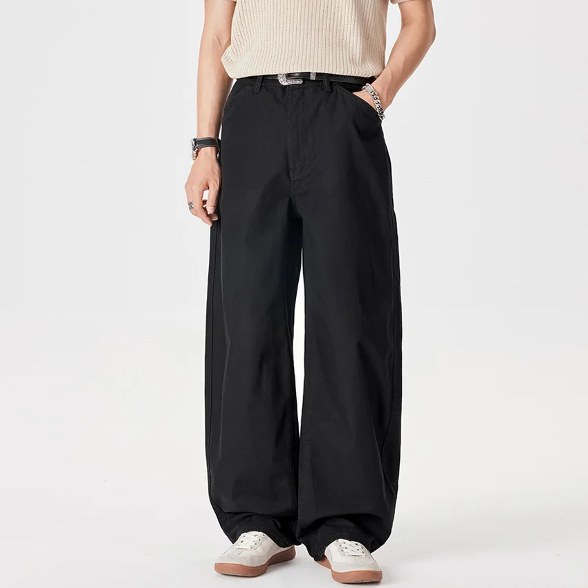 Japan Streetwear Fashion Vintage Cargo Pant Man Commuter Casual Loose Wide Leg Pure Cotton Baggy Scimitar Pants Cityboy Trousers