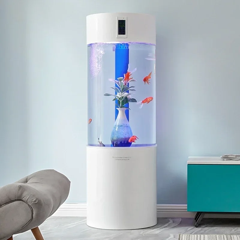 

Аквариум среднего размера, цилиндрический прозрачный акриловый аквариум с контролем связок и подставкой, аквариум с миской для аквариума