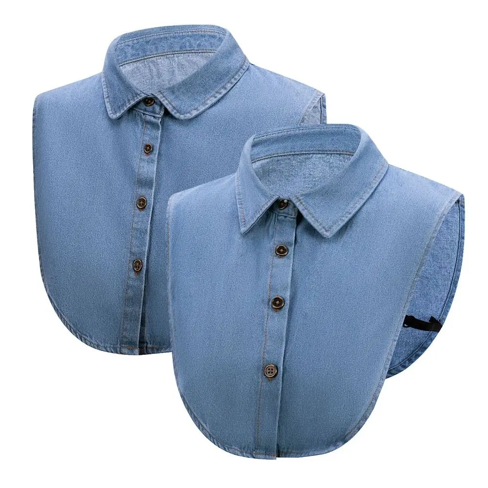 All-match Detachable Denim Fake Collar Sharp Collar Square Collar Lapel Half Shirt Korean Style Black False Blouse Collar Female