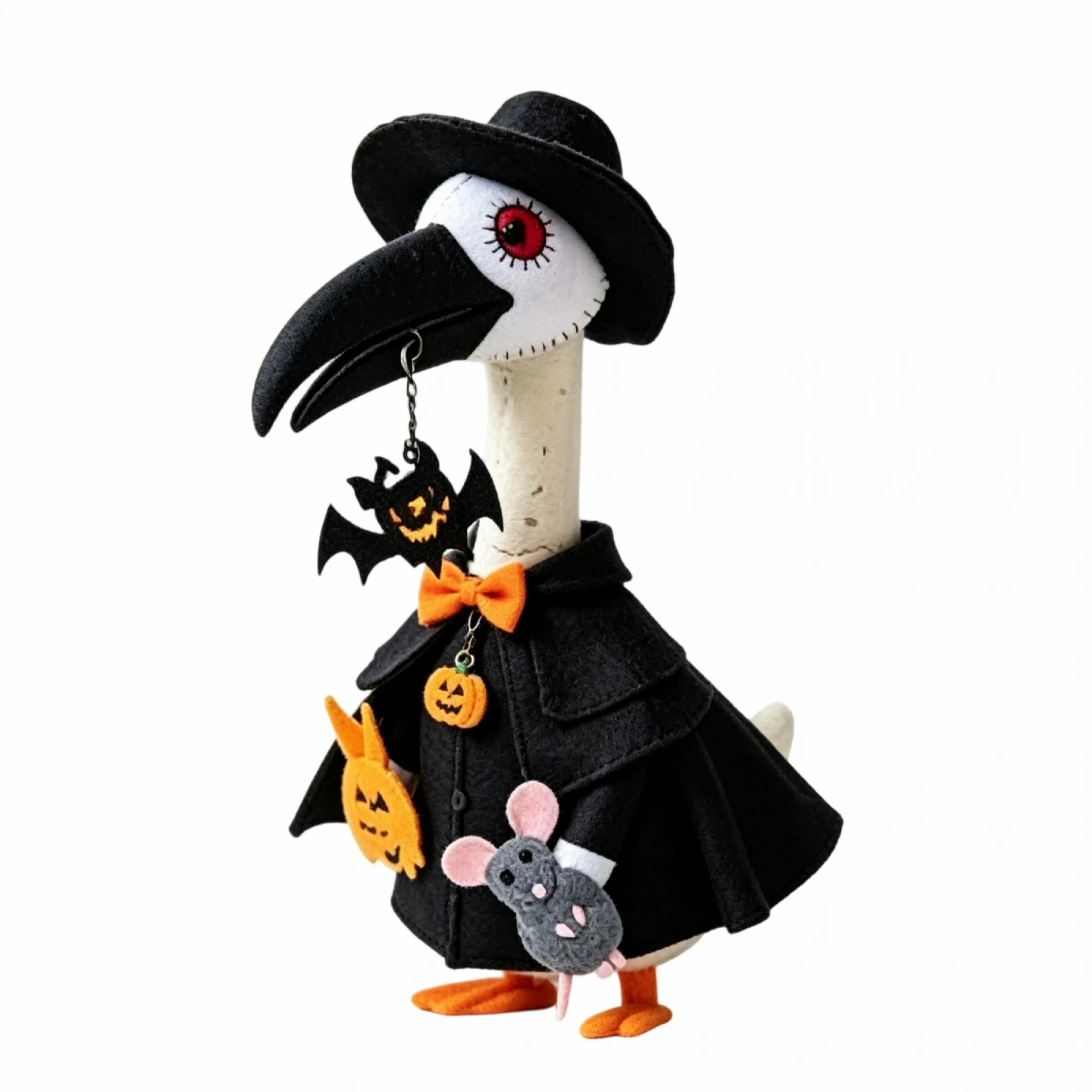 Halloween Porch Goose Costume Crow Style Black Cloak and Head Cover Hat