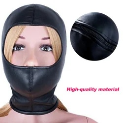 PU Leather Open Face Mask Hood BDSM Head Harness Mask Cosplay Party SM Bondage Headgear Slave Cosplay Couple Flirting Sex Toys