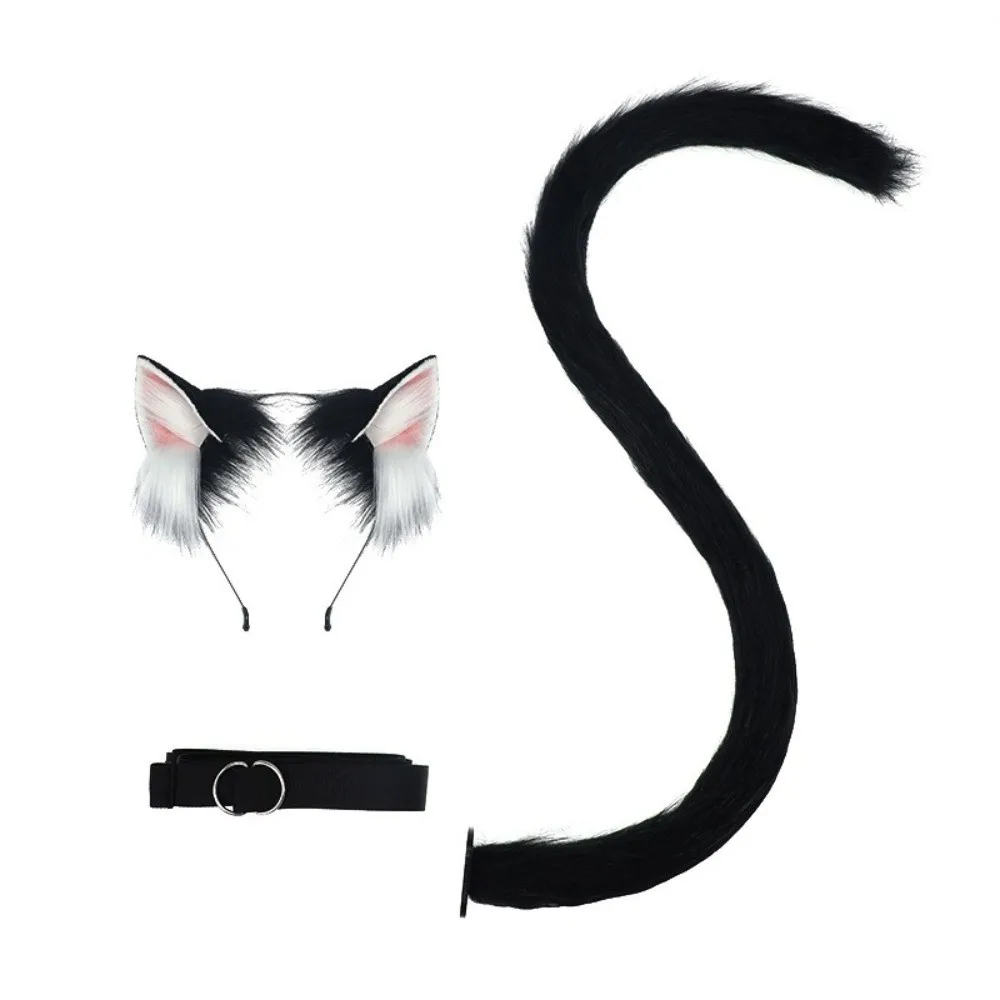 Unique Simulation Animal Cat Ears Headband Party Props Cat Tail Headdress Ears Headband Cat Costume Accessories Masquerade