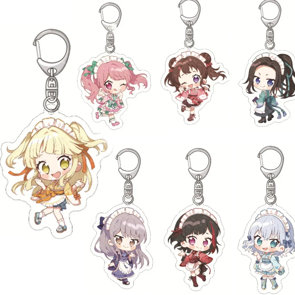 Anime Figure Ban/G Dream Keychain Oyama Kasumi Hanazono Tae Ushigome Rimi Character Props Keyring Cosplay for Students Fan Gift