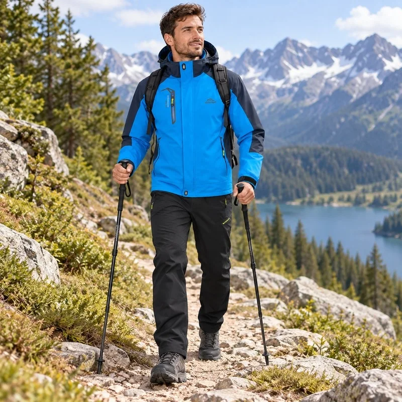 Outdoor Jacket Pants Sets Men Fleece Thermal Waterproof Windproof Hooded Jackets Hiking Military Trip Mountain Camping Clothes