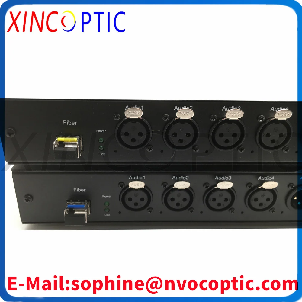 4Ch Bidi  XLR Balance Audio to Fiber SM,BIDI,20km,LC SC FC Connector,19Inch 1U  Rack Mount,UK Charger