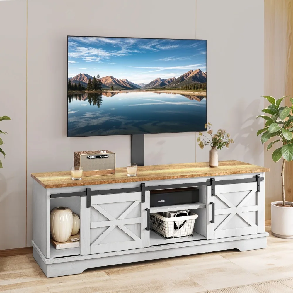 

TV Stand Adjustable Mount Storage Sliding Barn Door TV Media Console for 70" TVs