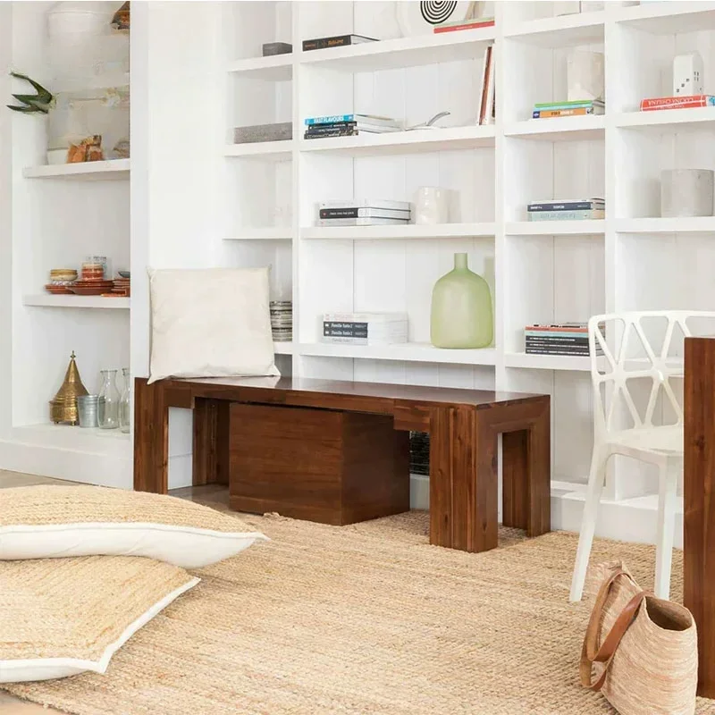 Solid wood telescopic folding, multi-functional bench, storage household bench