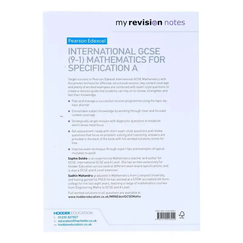My Revision Notes International GCSE 91 Mathematics For Pearson Edexcel Specification A Goldie Sophie 9781510446922