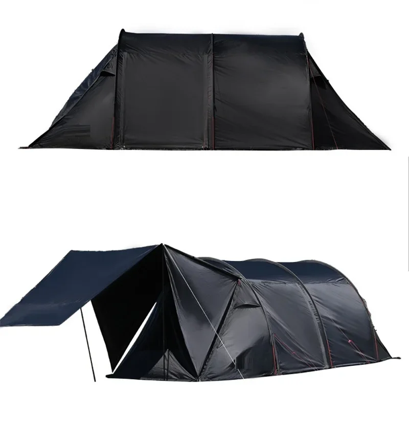 Outdoor Camping Tunnel Tent, One Room and One Hall, Thickened Rainproof Tent, Sunscreen, Portable Canopy Equipment