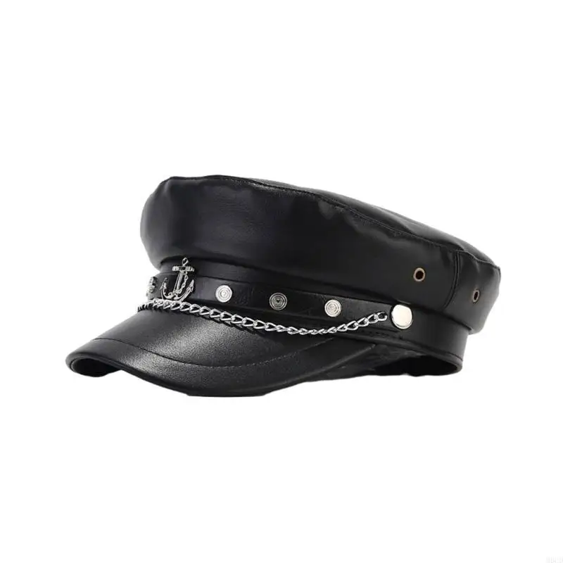M6CD العصرية سبيكة شارة قبعة قبعة المراهقين النساء بحار قبعة الفتيات التسوق قبعة عسكرية