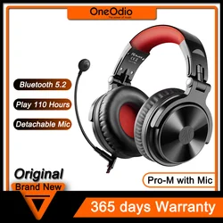 Oneodio Pro-M Bluetooth 5.2 Wireless Gaming Headset with Detachable Microphone 110Hrs Playtime Game Headphones for PC/PS4