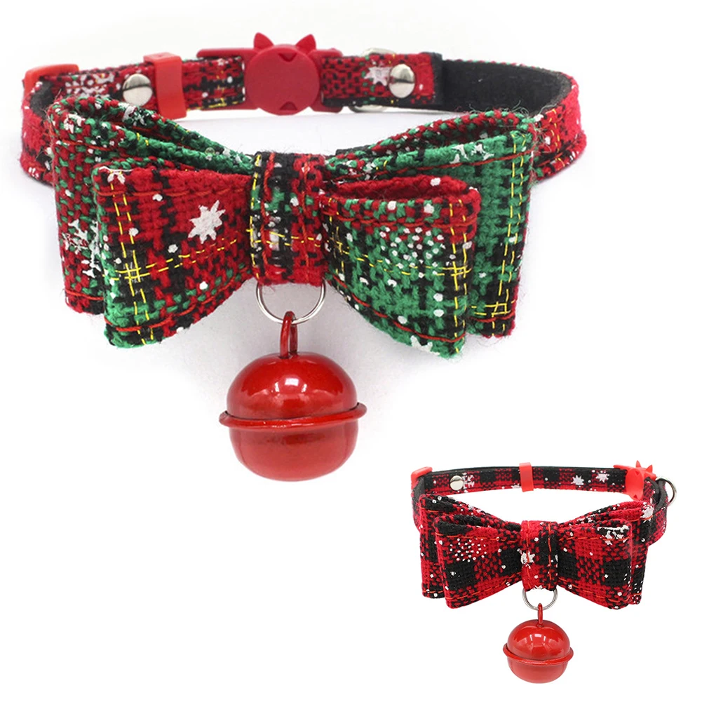 Christmas Pet Collars With Bells Quick-Release Buckle Adjustable 27-40cm Neck Circumference Pet Supplies