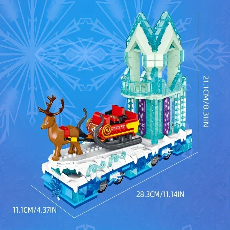 929PCS Christmas Reindeer Sleigh Car Winter Snow House Building Blocks Assemble Bricks Desktop Decoration Kids DIY Toys Gifts