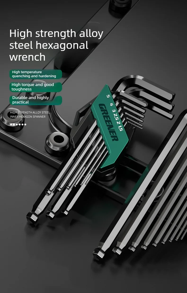 Sechskantschlüssel mit hoher Härte, Universalschlüssel, kompletter Satz Sechskant-Wartungsschlüssel – Detail 3
