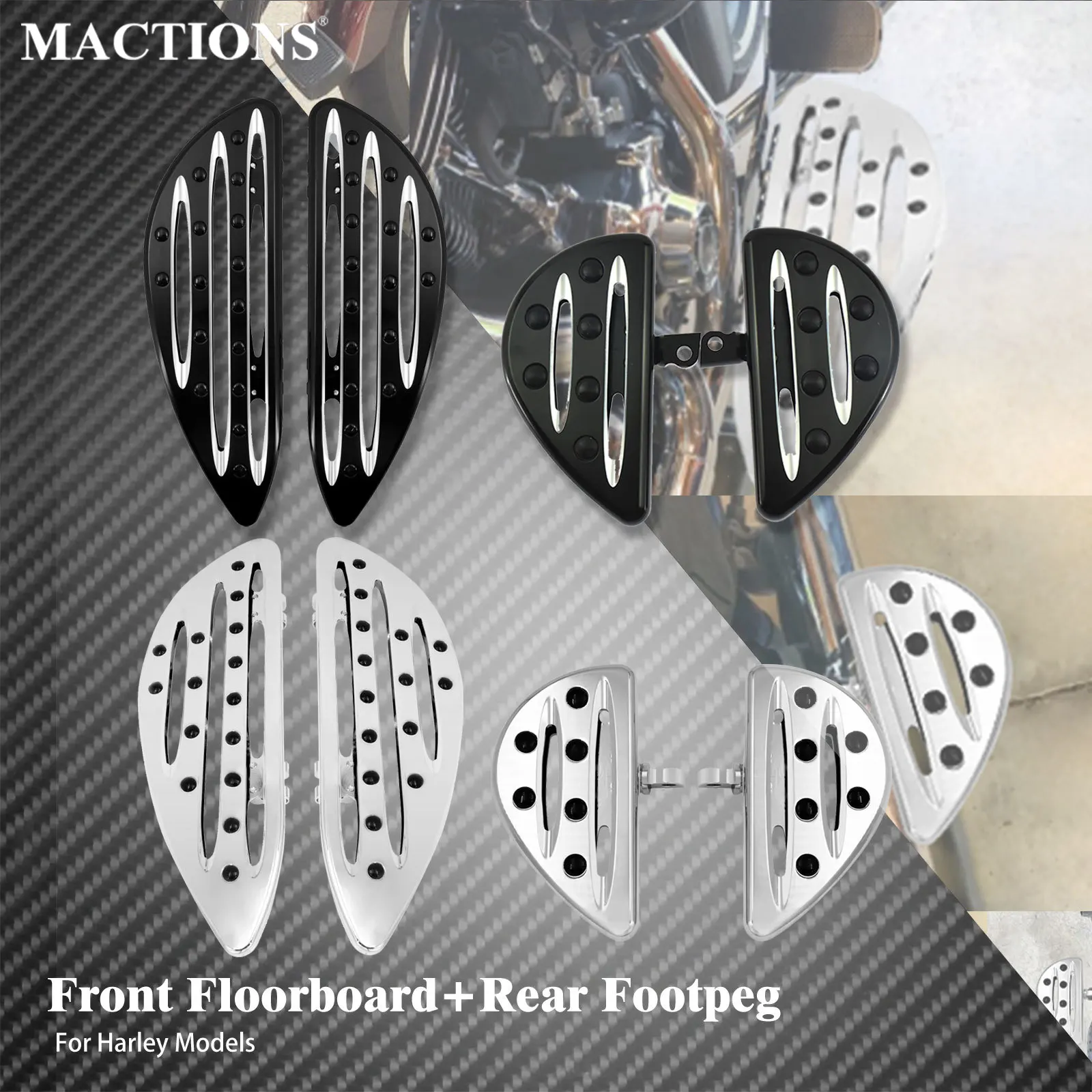 

Motorcycle Front Driver Floorboard Footrest Rear Passenger Footpegs Pedal For Harley Softail Sportster XL883 Touring Road Glide